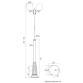 Lampa ogrodowa - parkowa stojąca regulowana 2x E27 - KULE CLASSIC OGMWN 2 300- rysunek techniczny
