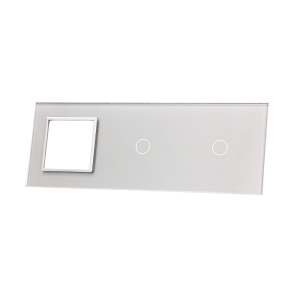 Szklany panel dotykowy potrójny biały - 2-sekcyjny + 1 gniazdo - 7011G-61 - LIVOLO