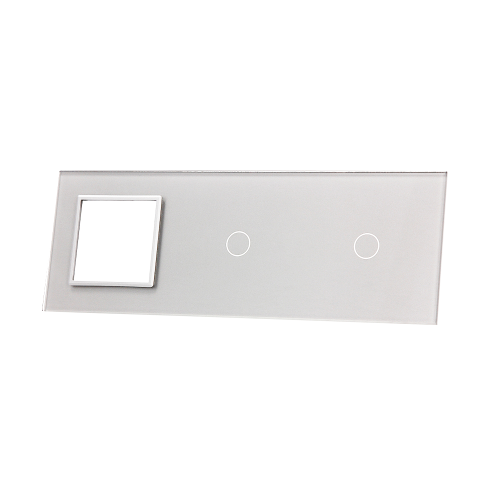 Szklany panel dotykowy potrójny biały - 2-sekcyjny + 1 gniazdo - 7011G-61 - LIVOLO