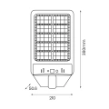 Solarna latarnia uliczna LED KERS z panelem fotowoltaicznym i pilotem - 200W 1200lm 6500K IP44 - EKO0546 - wymiary