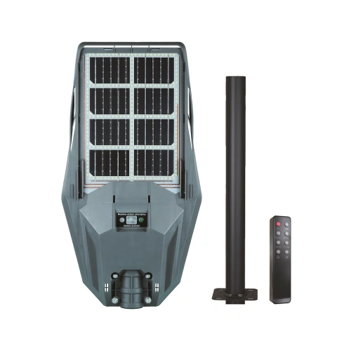 Solarna latarnia uliczna LED KERS II z panelem fotowoltaicznym i pilotem - 300W 1200lm 6500K IP65 - EKO1191 - zestaw
