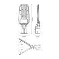 Latarnia uliczna LED ALLEY - 50W 4000K 230V - EKO9909 - wymiary