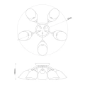 Lampa sufitowa - PORTOS - chrom - 5xE14 - ML2267 - wymiary