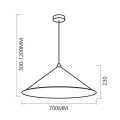 Lampa wisząca FUJI Czarno - Złoty - 70cm - 1xE27 - MLP0646 - wymiary