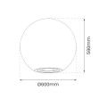 Świecąca kula ogrodowa GLOBO Fi600 IP44 z żarówką RGB A60 10W i pilotem - EKO1367 - wymiary