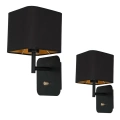 Lampa ścienna - NAPOLI czarny/złoty 1xE27 - ML6365