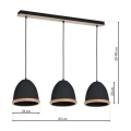 Lampa wisząca STUDIO 3xE27 - czarny - MLP8853 - wymiary
