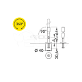 Rysunek techniczny - Uchwyt przegubowy z gwintem 100mm do profilu aluminiowego PEN8