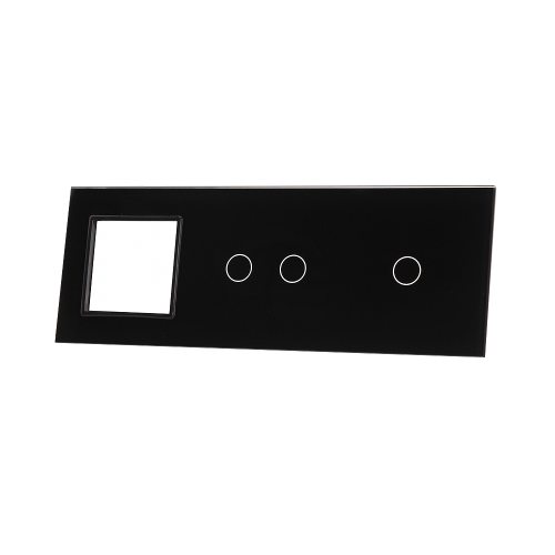 Szklany panel dotykowy potrójny czarny - 3-sekcyjny + 1 gniazdo - 7012G-62 - LIVOLO