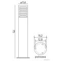 Lampa ogrodowa stojąca 1x E27 80cm - 91065L-750 - rysunek tehniczny