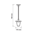 Lampa ogrodowa wisząca 1x E27 - VT-735 - rysunek techniczny