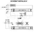 Świetlówka LED T8 G13 18W - 120 cm - Biała Zimna 6000K - GLASS - Schemat montażu