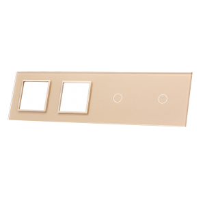 Szklany panel dotykowy poczwórny szampański - 2-sekcyjny + 2 gniazda - 7011GG-63 - LIVOLO