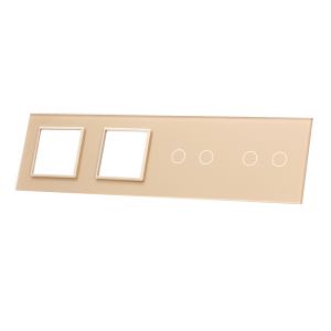 Szklany panel dotykowy poczwórny szampański - 4-sekcyjny + 2 gniazda - 7022GG-63 - LIVOLO