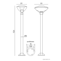 Lampa ogrodowa stojąca 1x E27 169cm - TEO 1 - rysunek techniczny