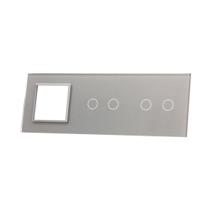 Szklany panel dotykowy potrójny srebrny - 4-sekcyjny + 1 gniazdo - 7022G-64 - LIVOLO