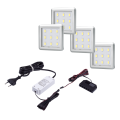 Punktowa oprawa meblowa LED SQUARE3 - Aluminium - 12V 2,5W + zasilacz - zestaw - 4 pkt.
