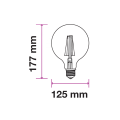 Żarówka LED dekoracyjna E27 G125 Filament 12,5W biała neutralna 4000K 1550lm - VT-2143 - rysunek techniczny