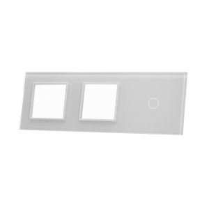 Szklany panel dotykowy potrójny srebrny - 1-sekcyjny + 2 gniazda - 701GG-64 - LIVOLO
