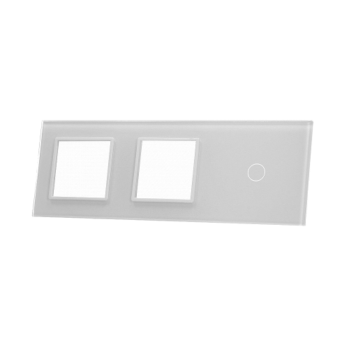 Szklany panel dotykowy potrójny srebrny - 1-sekcyjny + 2 gniazda - 701GG-64 - LIVOLO