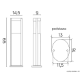 Lampa ogrodowa stojąca 1x E27 65cm - ELIS TO 3902-H 650 BL - rysunek techniczny
