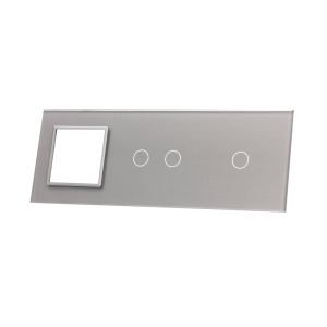 Szklany panel dotykowy potrójny srebrny - 3-sekcyjny + 1 gniazdo - 7012G-64 - LIVOLO