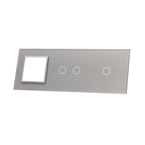 Szklany panel dotykowy potrójny srebrny - 3-sekcyjny + 1 gniazdo - 7012G-64 - LIVOLO