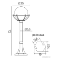 Lampa ogrodowa stojąca 1x E27 72cm - KULE Z KOSZYKIEM 200 K 5002/3/KPO- rysunek techniczny