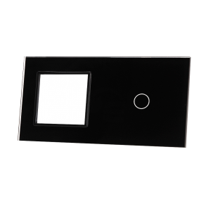Szklany panel dotykowy podwójny czarny - 1-sekcyjny + 1 gniazdo - 701G-62 - LIVOLO