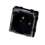 Moduł gniazda elektrycznego z bolcem i klapką 16A czarny - TM6252B - TOUCHME