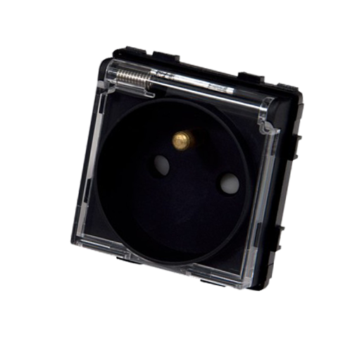 Moduł gniazda elektrycznego z bolcem i klapką 16A czarny - TM6252B - TOUCHME