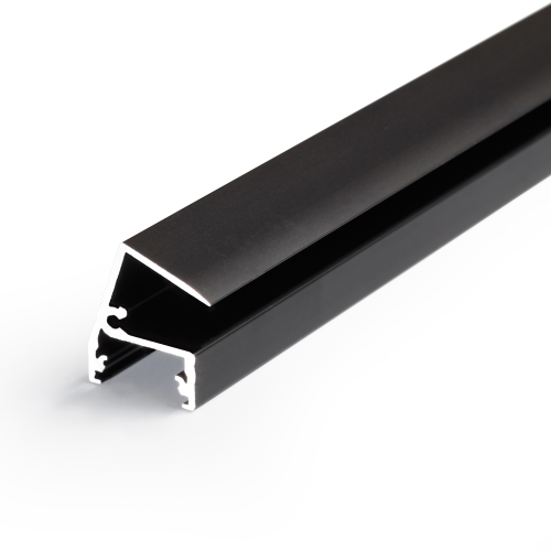 Profil aluminiowy LED EDGE10 czarny anodowany z kloszem - 1mb