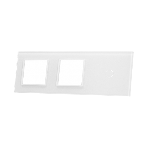 Szklany panel dotykowy potrójny biały -1-sekcyjny + 2 gniazda - 701GG-61 - LIVOLO