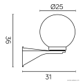 Lampa elewacyjna 1x E27 - KULE K 3012/1/KD 250 - rysunek techniczny