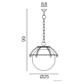Lampa ogrodowa wisząca 1x E27 - KULE Z KOSZYKIEM 200 K 1018/1/KPO - rysunek techniczny