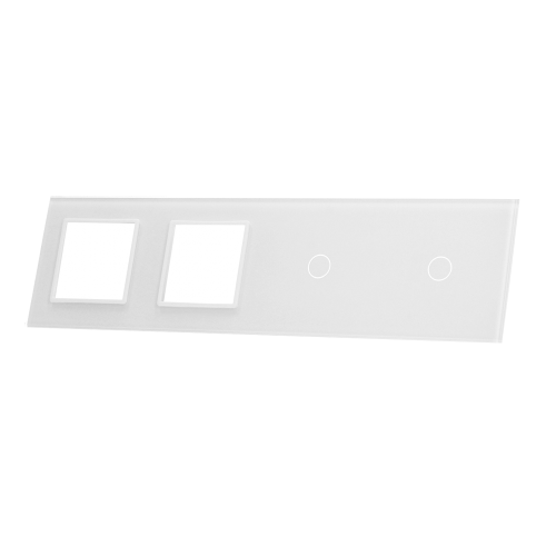 Szklany panel dotykowy poczwórny biały - 2-sekcyjny + 2 gniazda - 7011GG-61 - LIVOLO