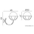 Lampa elewacyjna 1x E27 - KULE Z KOSZYKIEM 250 K 3012/1/KPO 250 - rysunek techniczny