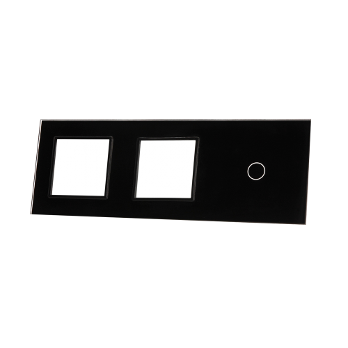 Szklany panel dotykowy potrójny czarny - 1-sekcyjny + 2 gniazda - 701GG-62 - LIVOLO