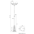 Lampa ogrodowa - parkowa stojąca regulowana 2x E27 - KULE Z KOSZYKIEM 200 OGMWN 2 KPO - rysunek techniczny