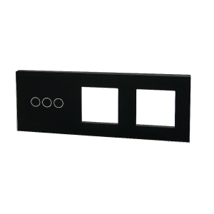 Szklany panel dotykowy potrójny czarny - 3-sekcyjny + 2 gniazda - TM703728728B - TOUCHME