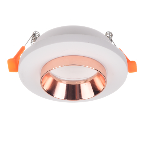 Sufitowa oprawa gipsowa biała ze złotym pierścieniem - okrągła - 1xGU10