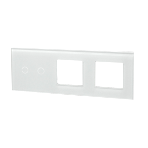 Szklany panel dotykowy potrójny biały - 2-sekcyjny + 2 gniazda - TM702728728W - TOUCHME