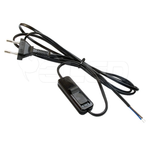  Przewód przyłączeniowy z włącznikiem kołyskowym - czarny - 1.9 mb