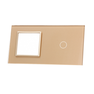 Szklany panel dotykowy podwójny szampański  - 1-sekcyjny + 1 gniazdo - 701G-63 - LIVOLO