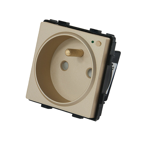 Moduł gniazda elektrycznego z bolcem i przyciskiem - WiFi - 16A złoty - TM635G - TOUCHME