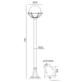 Lampa ogrodowa stojąca 1x E27 152cm - KULE Z KOSZYKIEM 200 K 5002/1/KPO - rysunek techniczny