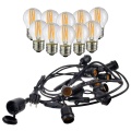 Girlanda ogrodowa 15mb z 15 żarówkami LED - E27 G45 5W 2700K - zestaw