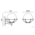 Lampa elewacyjna 1x E27 - KULE Z KOSZYKIEM 200 K 3012/1/KPO - rysunek techniczny