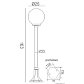 Lampa ogrodowa stojąca 1x E27 103cm - KULE CLASSIC K 5002/2/KP 250 - rysunek  techniczny
