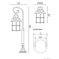 Lampa ogrodowa stojąca 1x E27 86cm - TOLEDO K 5002/3/R - rysunek techniczny